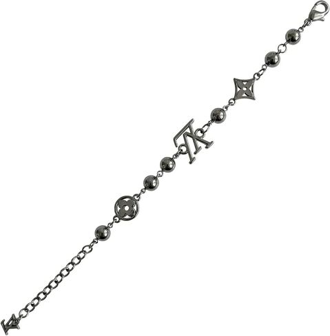 سوار سلسلة مطرز باللون الأسود من المعدن - مجوهرات عصرية من الفولاذ المقاوم للصدأ قابلة للتعديل للنساء والرجال in Kuwait