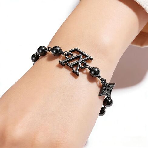 سوار سلسلة مطرز باللون الأسود من المعدن - مجوهرات عصرية من الفولاذ المقاوم للصدأ قابلة للتعديل للنساء والرجال in Kuwait