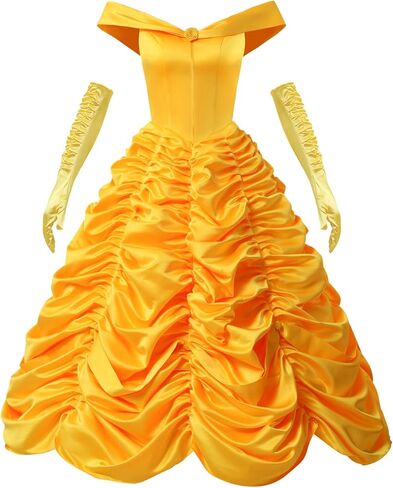 زي رومبا التنكري للسيدات فستان الأميرة بيل للحفلات الراقصة باللون الأصفر لحفلات الهالوين in Kuwait