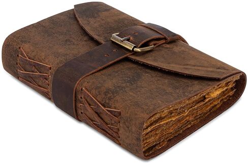 Olden Days 8"x6" Weathered Rustic Antique Medieval Ancient Fantasy Style Blank Leather Journal - Perfect for Sketching, Drawing, Notetaking, Diary, & More in Saudi Arabia