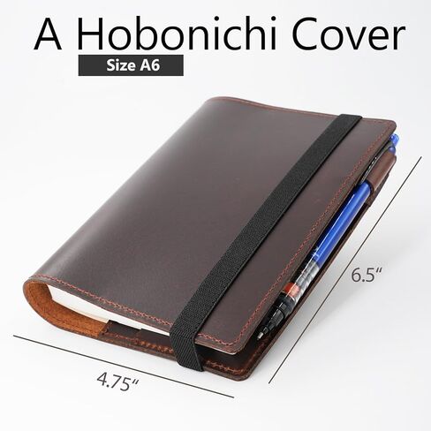Krozur Hobonichi Techo Original Planner Cover A6, Genuine Leather, Leather Cover for Hobinichi Techo Original Planner A6, with a Build-In Pen Loop, Chestnut in Saudi Arabia