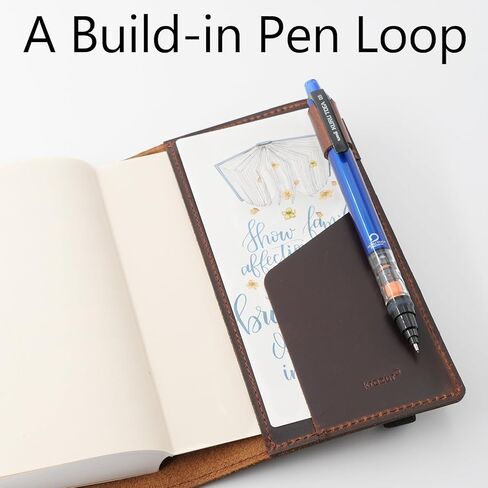 Krozur Hobonichi Techo Original Planner Cover A6, Genuine Leather, Leather Cover for Hobinichi Techo Original Planner A6, with a Build-In Pen Loop, Chestnut in Saudi Arabia