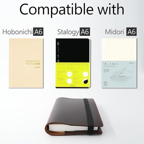 Krozur Hobonichi Techo Original Planner Cover A6, Genuine Leather, Leather Cover for Hobinichi Techo Original Planner A6, with a Build-In Pen Loop, Chestnut in Saudi Arabia