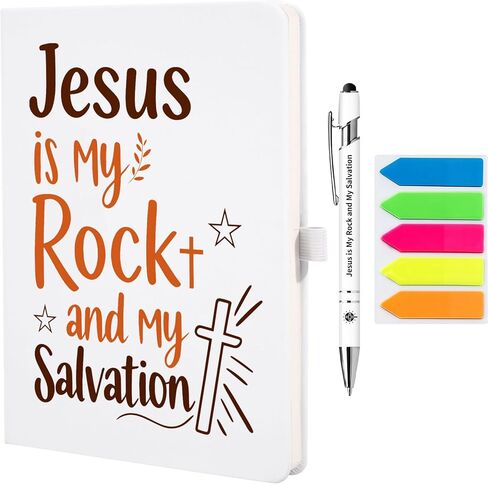 مجموعة دفتر ملاحظات لمجلة الكتاب المقدس للنساء، دفتر ملاحظات ملهم مقاس A5 بغلاف مقوى للصلاة وكتابة الكتاب المقدس ودراسة الكتاب المقدس، يوميات إيمان الكنيسة مع أقلام وملاحظات لاصقة، هدايا مسيحية، أبيض in Kuwait