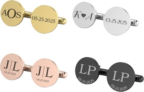 Custom engraved cufflinks for men, father of the bride gifts, father of the groom, gold, black, silver, rose gold, wedding gift for groom, groomsmen gifts in Kuwait