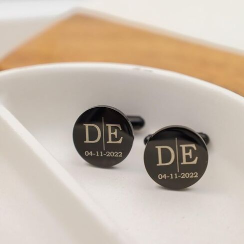 Custom engraved cufflinks for men, father of the bride gifts, father of the groom, gold, black, silver, rose gold, wedding gift for groom, groomsmen gifts in Kuwait