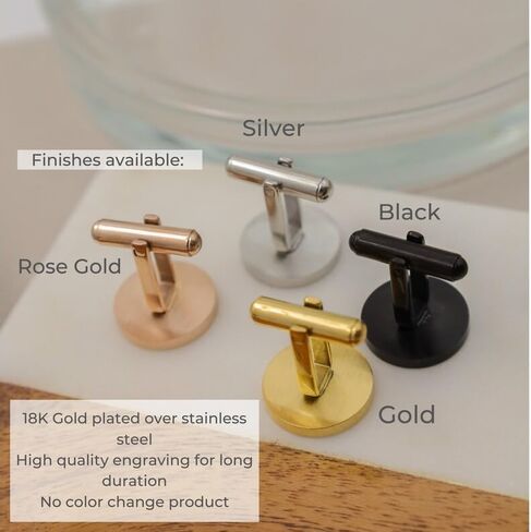 Custom engraved cufflinks for men, father of the bride gifts, father of the groom, gold, black, silver, rose gold, wedding gift for groom, groomsmen gifts in Kuwait