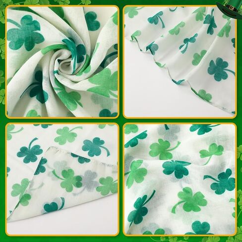4Pcs St. Patrick's Day Scarves Green Shamrock Clover Irish Scarf Accessories for Women Lightweight Satin Holiday Clothing Parade Party Supplies Accessories Gifts in Saudi Arabia