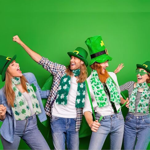 4Pcs St. Patrick's Day Scarves Green Shamrock Clover Irish Scarf Accessories for Women Lightweight Satin Holiday Clothing Parade Party Supplies Accessories Gifts in Saudi Arabia