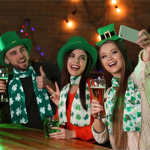 4Pcs St. Patrick's Day Scarves Green Shamrock Clover Irish Scarf Accessories for Women Lightweight Satin Holiday Clothing Parade Party Supplies Accessories Gifts in Saudi Arabia