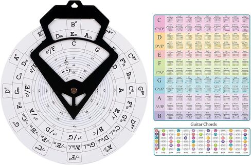 Rockhouse Circle of Fifths Wheel, 12'' Wall Mount Music Theory Teaching & Reference Tool for Songwriting, Transposing Key, Build Chord Progressions, Black in Saudi Arabia