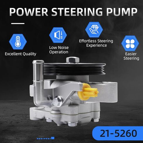 21-5260 Power Steering Pump with Pulley for Hyundai Elantra 2001-2005, for Tiburon 2003-2008, 2.0L L4, Power Assist Pump Replace# 571002D151, 96-5260, 3PK675, 57150-2D000 in Saudi Arabia