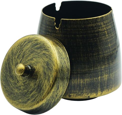 Ashtray with Lids,3.54 Inch Stainless Steel Windproof Cigarette Ash Tray for Smokers,Home Office Decoration,Bronze in Saudi Arabia