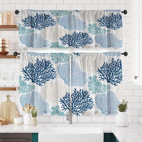 3 Piece Set Kitchen Window Curtains Valance and Tier Set 36 Inch, Sage Green Stripes Design Rod Pocket Short Curtains for Window Treatment Tiers for Living Room Bedroom in Saudi Arabia