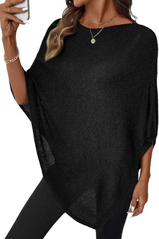 SHEWIN Womens Sheer Knit Poncho Crochet Summer Tops See Through Mesh Spring Sweaters Beach Cover Ups for Women 2026 in Saudi Arabia