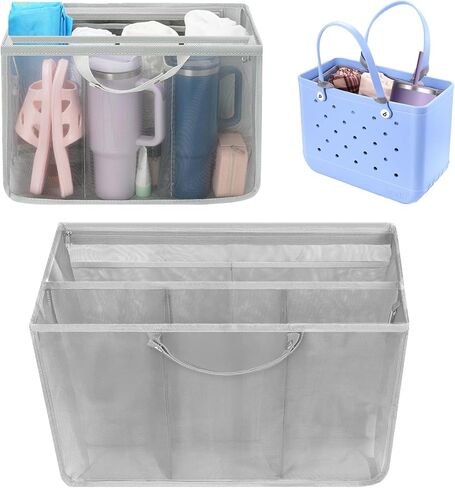 منظم حقيبة الشاطئ لملحقات حقيبة Bogg الكبيرة، حقيبة مقسمة شبكية خفيفة الوزن مع جيب بسحاب لحقيبة حمل كبيرة أصلية مقاس XL/ببساطة جنوبية/بسيطة وحديثة in Kuwait