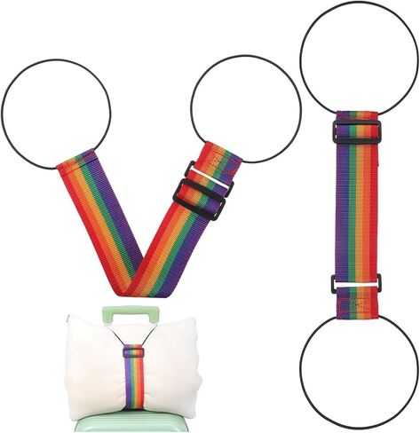 2 Pcs Elastic Suitcase Belt, Luggage Straps,Adjustable Travel Carry Strap, Add a Bag Bungees, Elastic Wrap Belts, Travel Accessories for Bag to Suitcase Handle (Multicolor) in Saudi Arabia