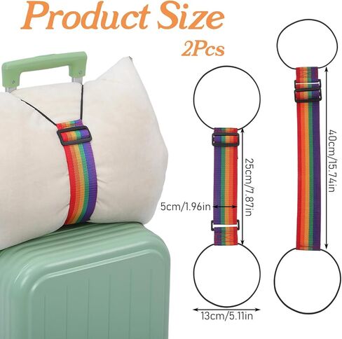 2 Pcs Elastic Suitcase Belt, Luggage Straps,Adjustable Travel Carry Strap, Add a Bag Bungees, Elastic Wrap Belts, Travel Accessories for Bag to Suitcase Handle (Multicolor) in Saudi Arabia