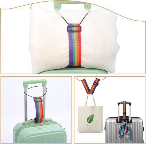 2 Pcs Elastic Suitcase Belt, Luggage Straps,Adjustable Travel Carry Strap, Add a Bag Bungees, Elastic Wrap Belts, Travel Accessories for Bag to Suitcase Handle (Multicolor) in Saudi Arabia