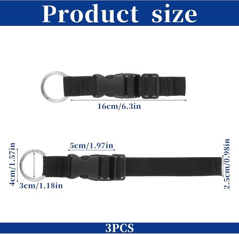 3 PCS Add a Bag Luggage Strap, Black Adjustable Luggage Connector Straps Heavy Duty Travel Belt with Metal Ring Hooks for Outdoor Travels Airport Connecting Luggages and Jackets in Saudi Arabia
