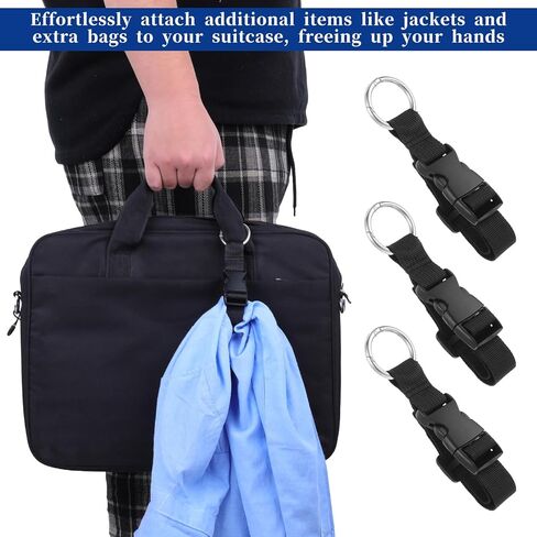 3 PCS Add a Bag Luggage Strap, Black Adjustable Luggage Connector Straps Heavy Duty Travel Belt with Metal Ring Hooks for Outdoor Travels Airport Connecting Luggages and Jackets in Saudi Arabia