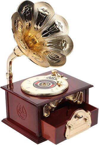 PRETYZOOM Vintage Gramophone Music Box Wind-up Classic Hand Crank for Home Table Decor Birthday Present Decoration in Saudi Arabia