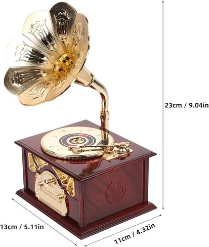 PRETYZOOM Vintage Gramophone Music Box Wind-up Classic Hand Crank for Home Table Decor Birthday Present Decoration in Saudi Arabia