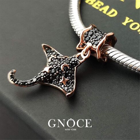 سوار سحر أسود من GNOCE 925 من الفضة الإسترليني على شكل ثعبان مع سلسلة أمان خرز موبولا الطائرة سوار سحر أساسي مع مشبك in Kuwait