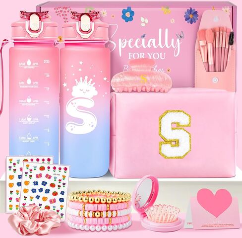 حقيبة مكياج أولية - هدايا عيد ميلاد للفتيات 4 5 6 7 8 9 10 11 12 عامًا للفتيات المراهقات، هدايا شخصية للفتيات المراهقات - حقائب مستحضرات تجميل بريبي، مشابك لطيفة للأطفال والنساء (وردي أ) in Kuwait
