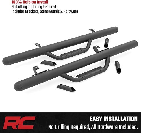 Rough Country Nerf Step Bars for Jeep Wrangler JL (2018-2025) 2-Door - Rugged Nerf Bars with Side Steps, Bolt-On Install in Saudi Arabia