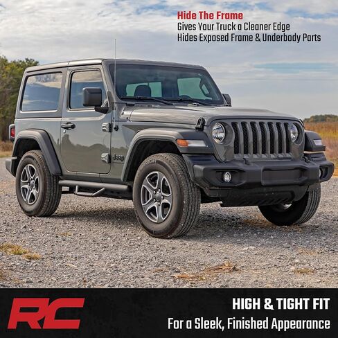 Rough Country Nerf Step Bars for Jeep Wrangler JL (2018-2025) 2-Door - Rugged Nerf Bars with Side Steps, Bolt-On Install in Saudi Arabia