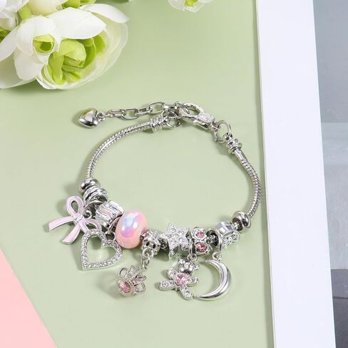 Charm Bracelets Beaded Charm Bracelets Exquisite Cute Bracelet Adjustable Cartoon Friendship Bracelet For Wome Friends Birthday Holiday with Crystal Love Heart Moon Little Bear in Saudi Arabia