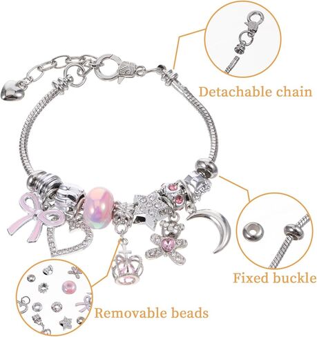 Charm Bracelets Beaded Charm Bracelets Exquisite Cute Bracelet Adjustable Cartoon Friendship Bracelet For Wome Friends Birthday Holiday with Crystal Love Heart Moon Little Bear in Saudi Arabia