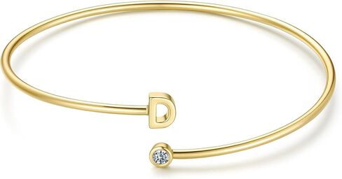 M MOOHAM Easter Gifts for Kids Girls - Gold Initial Bracelets for Women Girls, Non Tarnish 14K Gold Plated Bracelet Letter A-Z Adjustable Bangle Bracelets Dainty Cuff Bracelet Personalized Gifts in Saudi Arabia