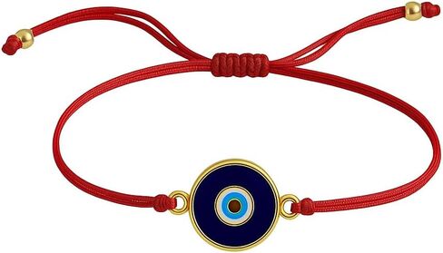 Red String Gold Frame Evil Eye Charm Bracelet – Adjustable Unisex Design, Real Glass Beads, Protection & Energy Symbol in Saudi Arabia