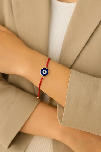 Red String Gold Frame Evil Eye Charm Bracelet – Adjustable Unisex Design, Real Glass Beads, Protection & Energy Symbol in Saudi Arabia