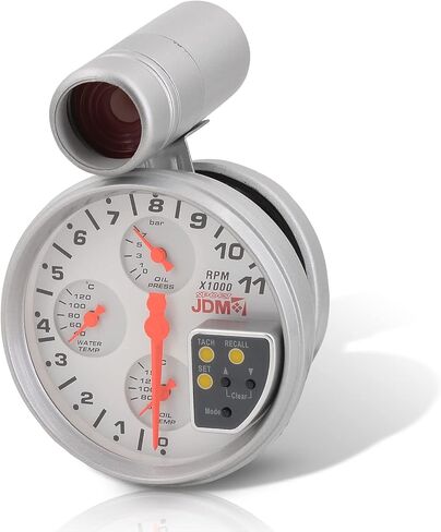 AJP Distributors Universal JDM Sport 5" White Face 4-in-1 Tachometer 11K RPM Tach Gauge w/Oil/Water Temperature Pressure + External Adjustable LED Shift Light Replacement Upgrade in Saudi Arabia