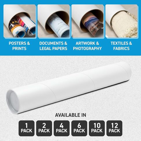 MagicWater Supply Mailing Tube 2 in x 6 in White - 12 Pack - for Shipping and Storage of Posters, Arts, Crafts, and Documents in Saudi Arabia