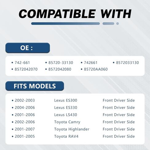 KELOKE Power Window Motor Compatible with Toyota Camry/Highlander/RAV4 Sport Utility & Lexus ES300/ES330/LS430,Front Driver Side, with Anti-Clip Function, 6-Pin Plug, Replace# 85720-33130 in Saudi Arabia
