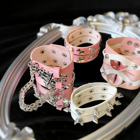 Gift-Ready Pink Punk Y2K Cyberpunk Mystery Jewelry Jar, 30 Pieces, Silver Tone with Pink Accents, Cute but Edgy,lightweight&Petite Fashion Jewelry Gift for Women, Unique Anniversary Birthday Gift for Her in Kuwait