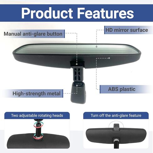 Interior Rear View Mirror Fits 2003-2024 Nissan Altima，2006-2023 Sentra，2004-2023 Titan，2008-2024 Rogue,2006-2023 Maxima,2017-2024 Kicks,2010-2024 Frontier,2005-2024 Pathfinder in Kuwait