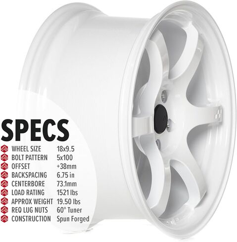 Circuit Performance CSF1 18x9.5 Gloss White 5x100 [+38mm] 57DR Style Compatible with Subaru WRX BRZ FRS GT86 etc in Saudi Arabia
