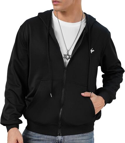 سترة بغطاء رأس بسحاب للرجال من VPG، سترة بغطاء للرأس من الصوف بمقاس عادي مع رباط وجيوب، سترة بغطاء للرأس كاجوال بأكمام طويلة وسحاب in Kuwait