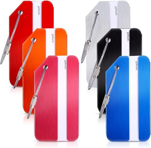 6 Pack Suitcase Tags for Luggage Tags for Suitcases with Name Id Card Durable Aluminum Luggage Baggage Tag Identifiers Travel Tag for Luggages Travel Essentials in Saudi Arabia