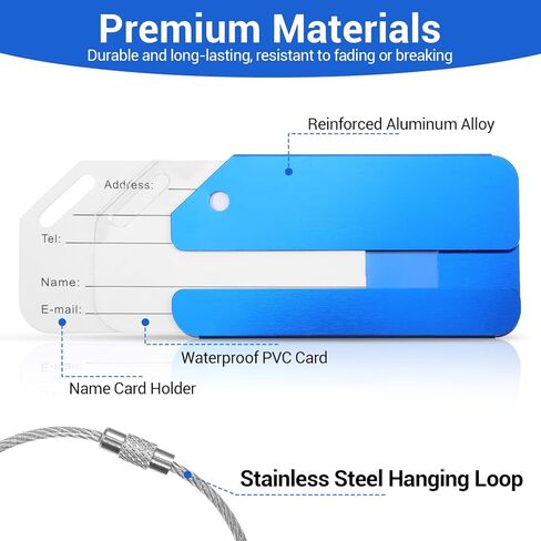 6 Pack Suitcase Tags for Luggage Tags for Suitcases with Name Id Card Durable Aluminum Luggage Baggage Tag Identifiers Travel Tag for Luggages Travel Essentials in Saudi Arabia