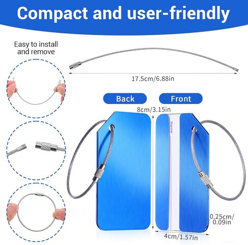 6 Pack Suitcase Tags for Luggage Tags for Suitcases with Name Id Card Durable Aluminum Luggage Baggage Tag Identifiers Travel Tag for Luggages Travel Essentials in Saudi Arabia