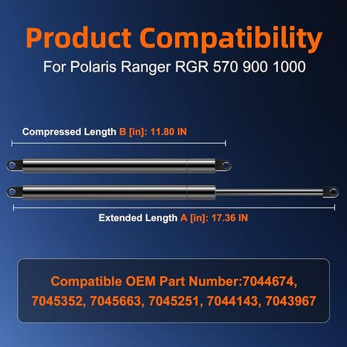 Qty (2) 7045663 7045352 7044674 Cargo Dump Bed Box Parts Accessories Gas Shock Struts Lift Support Compatible with 2013-2021 Polaris Ranger RGR XP Crew 570 900 1000 in Saudi Arabia
