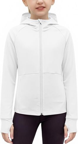Yesfashion Girls Long Sleeve Athletic Jackets Lightweight Sun Protection Hoodie Shirts Soft Running Hiking Outerwear in Saudi Arabia