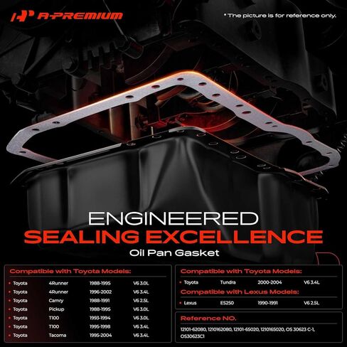 مجموعة حشية وعاء زيت المحرك A-Premium 2.5L 3.0L 3.4L، متوافقة مع Toyota Camry 1988-1991، Tacoma 1995-2004، Tundra 2000-2004، 4Runner 1988-2002، Pickup 1988-1995، T100 1993-1998 وLexus ES250 in Kuwait