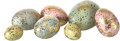 One Holiday Way Set of 7 2-Inch Multicolor Gilded Pastel Gold Leaf Easter Eggs in Mesh Bag – Decorative Golden Bowl, Vase or Basket Filler Springtime Decoration – Spring Tabletop Home Decor in Kuwait